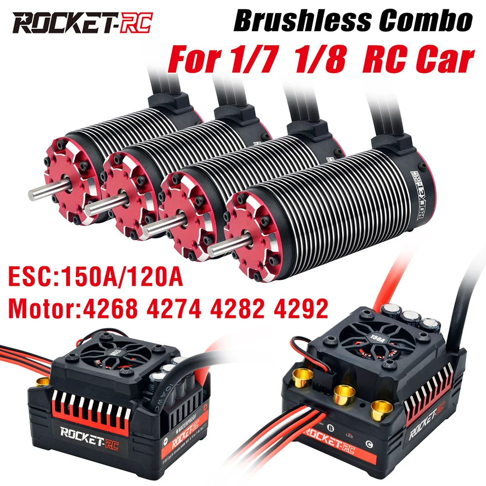 Бесщеточный двигатель Surpass Hobby Rocket-RC и ESC Combo 4268 150A 120A для 1/8 1/7 радиоуправляемого автомобиля, суперзвуковой двигатель V2 4268 4274 4282 4292