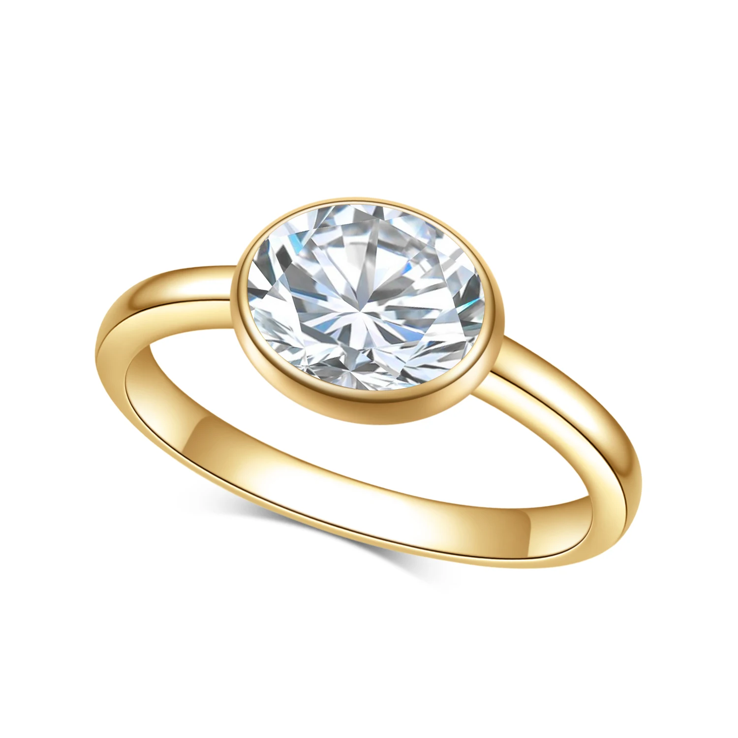 

GEM'S BALLET AU750 585 14K 10K 18K Gold 925 Silver Classic Bezel Set 1.5CT Oval Cut Brilliant Moissanite Engagement Ring