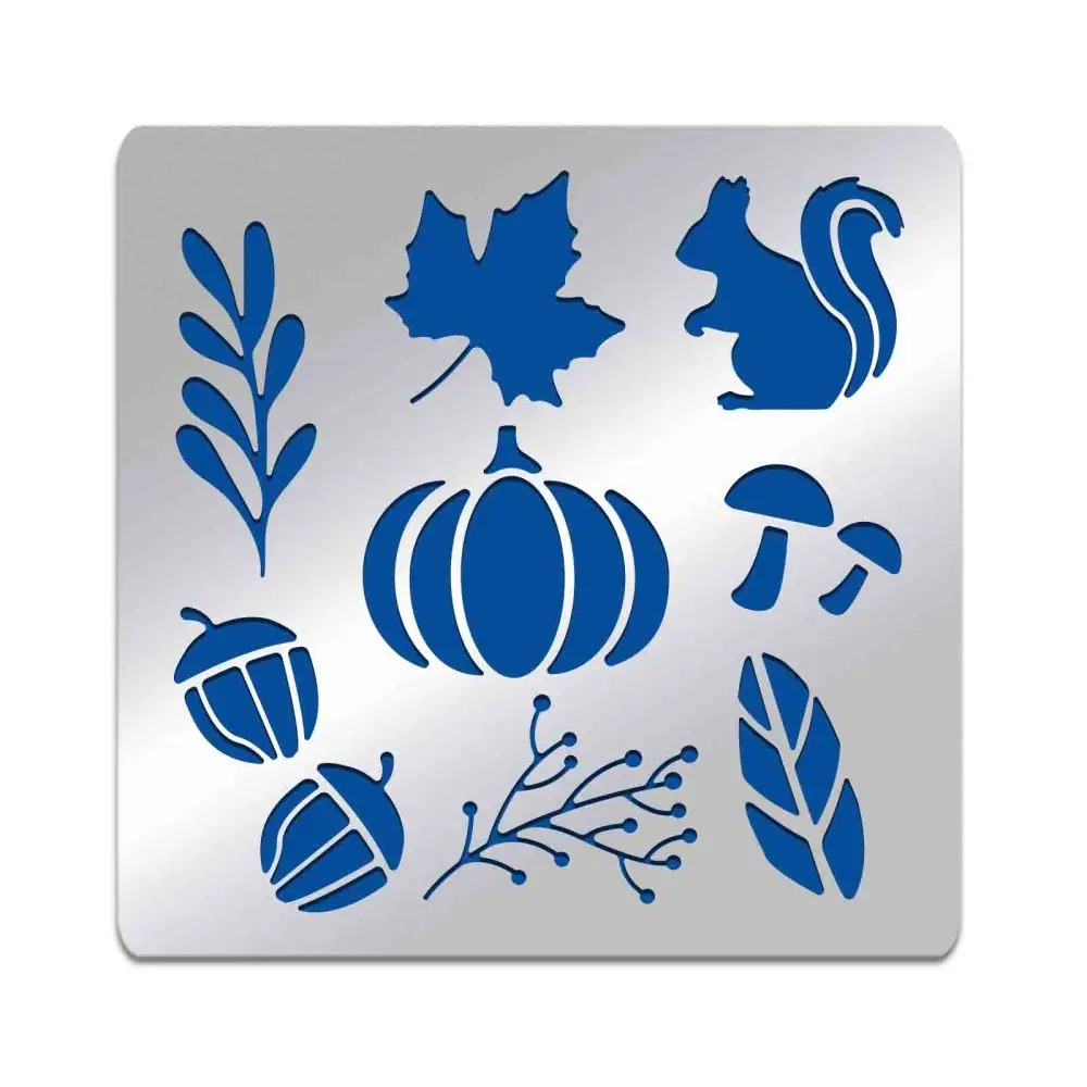 Autumn Creative Hollow Out Metal Stencils Maple Leaves Pumpkins Mushrooms Foxes Stencils for DIY Engraving Painting Scrapbooking
