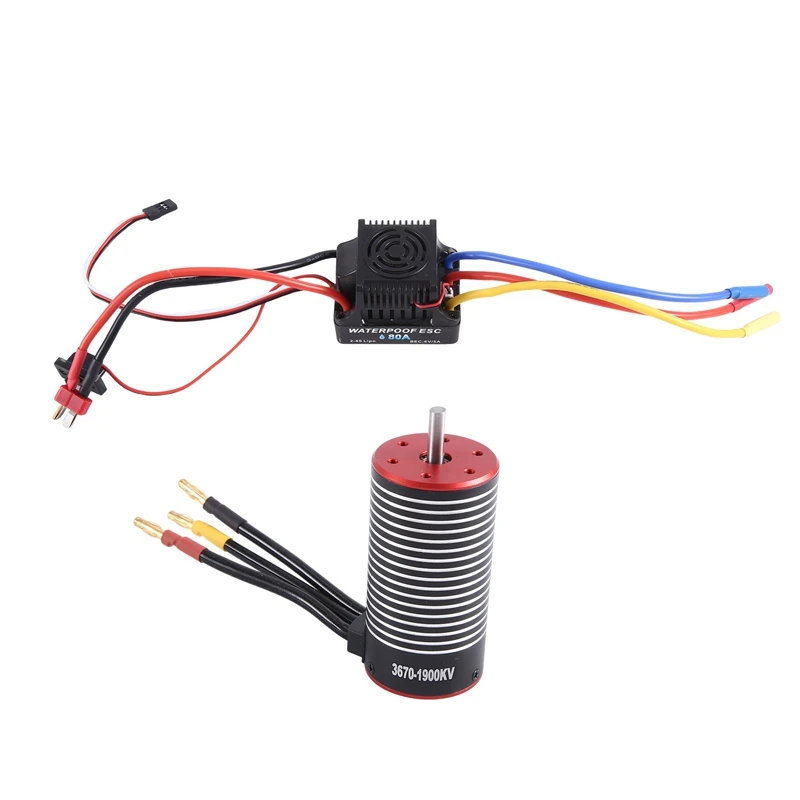 

RXAZ 80A Brushless Motor ESC Combo 3670 Motor For 1/10 Tamiya GTR Traxxas RC Drift Racing Off-Road Car Motor Easy Install