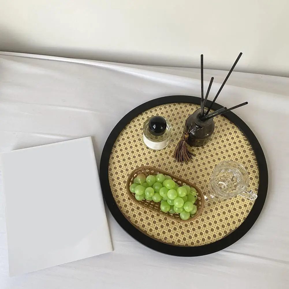 

Handwoven Severing Tray Stylish Snack Coffee Tea Severing Tray Wear Resistant Storage Tray