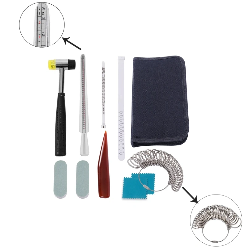 

21pcs Professional Jewelry Making Tools DIY Mandrel Stick Finger Gauge Ring Sizer Measuring Set