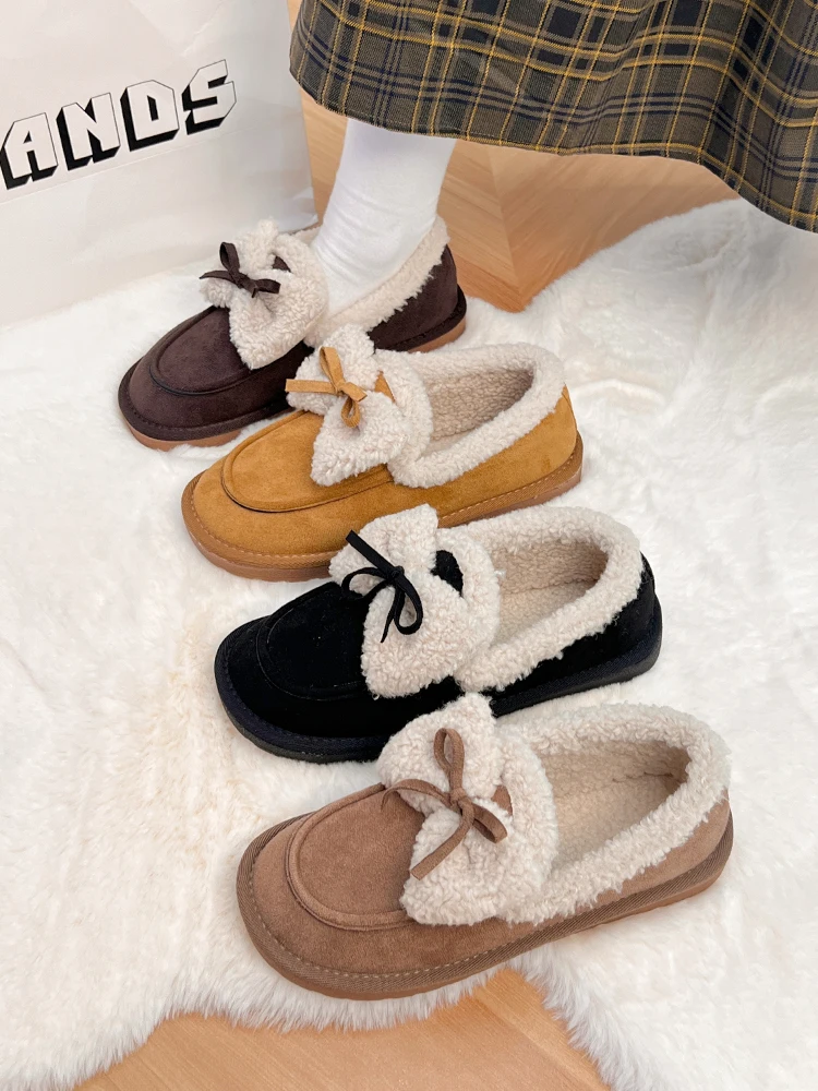 

Туфли женские с закрытым носком, повседневные Мягкие кроссовки, меховые лоферы, платформа, круглый носок, клоги, удобная и элегантная обувь, Осень-зима