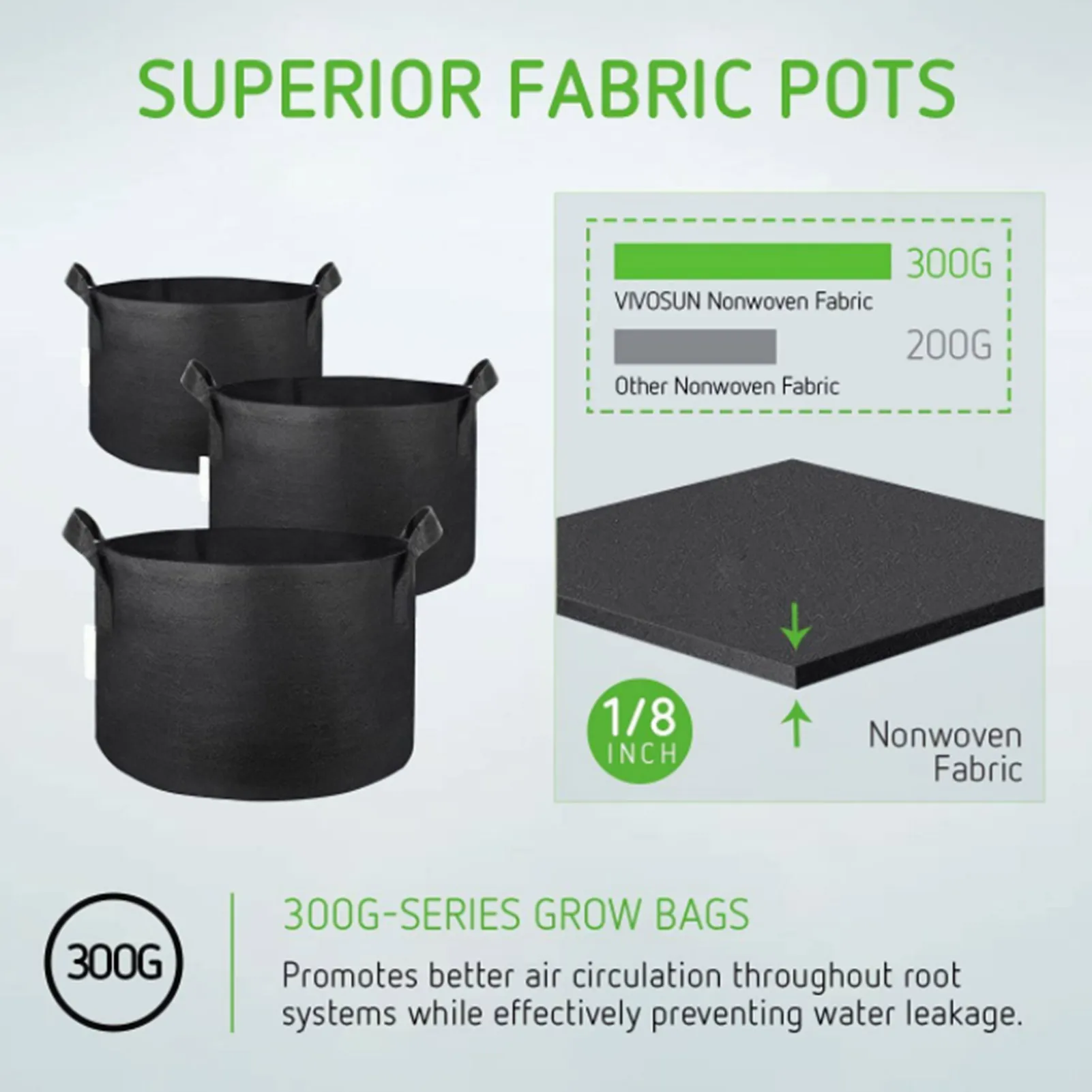 

Fabric Grow Bags Garden Grow Bags Heavy Duty 300G Thickened Nonwoven Plant Fabric Pots With Handles For Outdoor Potato Tomato