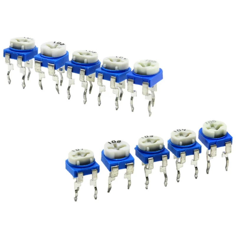 

1 Box 100Pcs 6MM RM065 RM-065 500R 1K 2K 5K 10K 20K 50K 100K 200K 1M ohm Trimpot Trimmer Potentiometer Variable Resistor