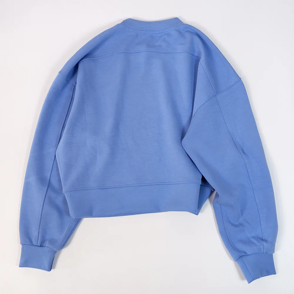 Luluwomen Sport Pullover Long Sleeve Oversized Leisure Sweatshirt Fitness Yoga Short Loose Jacket Gym Wear Training Clothes