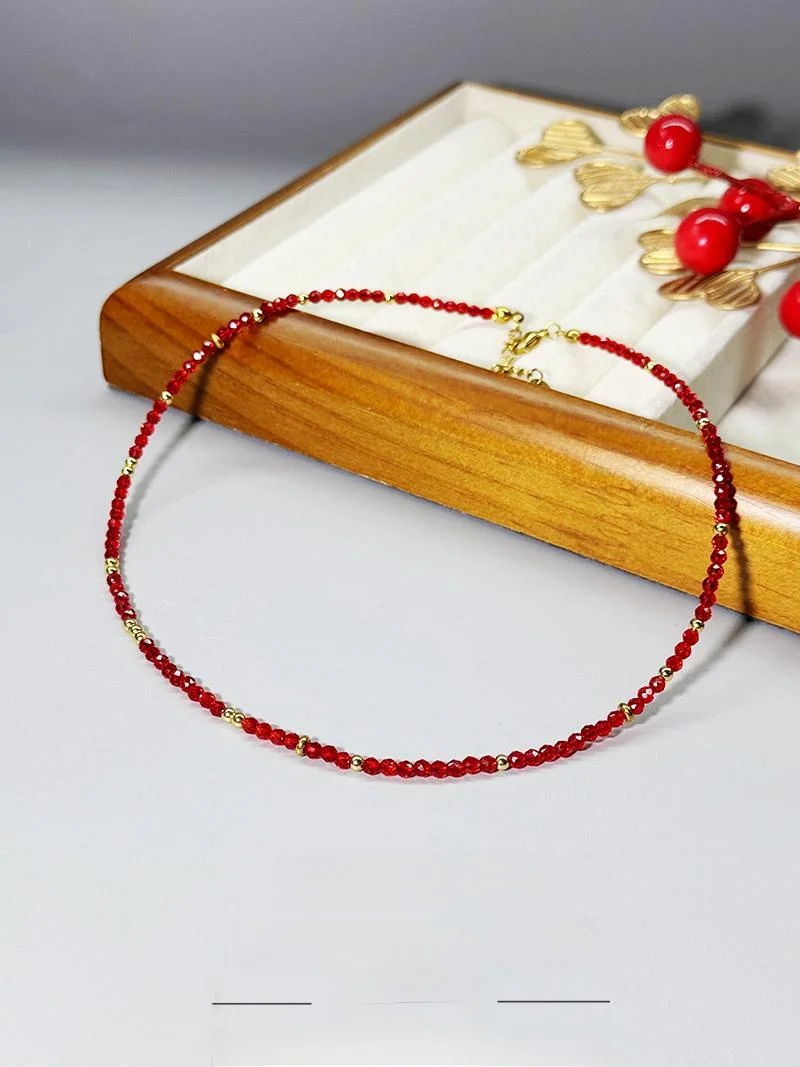 Не выцветающий цветок и молодой Jinchen Same Sle красная шпинель ожерелье из бисера