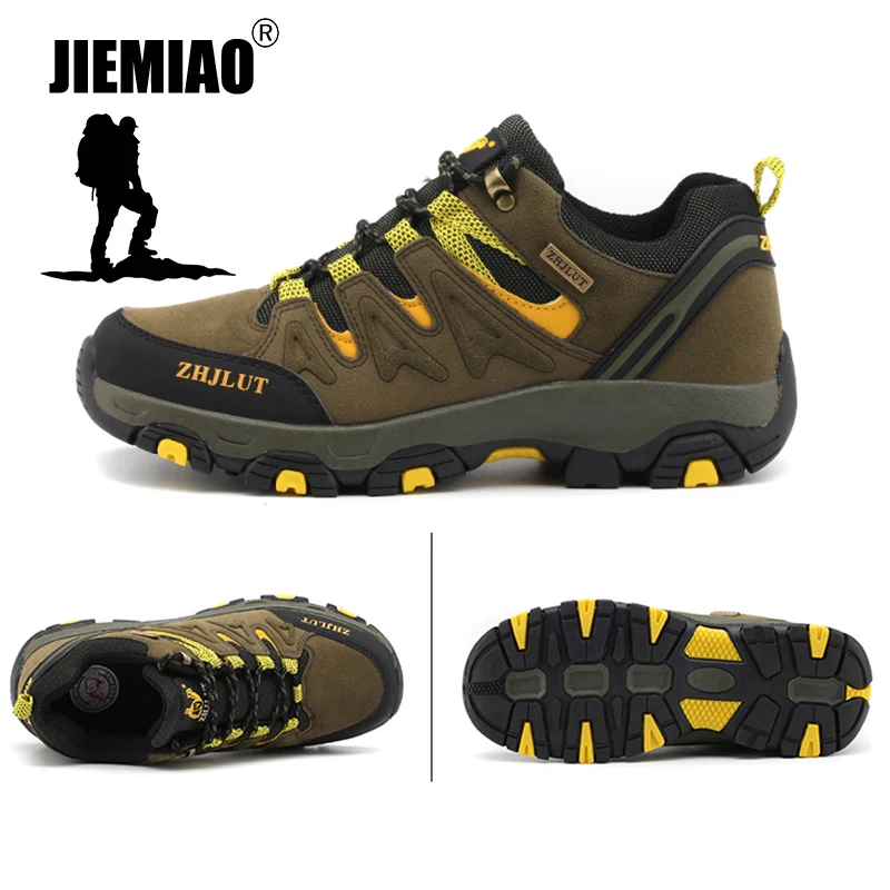 JIEMIAO Men Hiking Shoes Outdoor Mountain Climbing Hiking Boots Women Sneakers Tactics Hunting Trekking Shoes