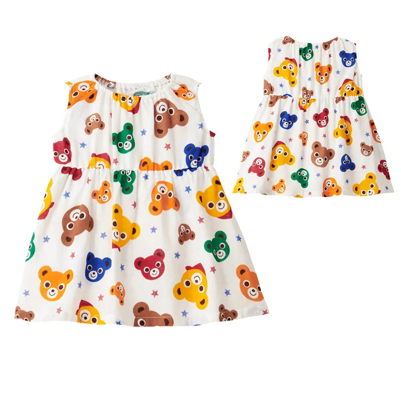 

Boutique Girl Cake Skirt 2022 Summer New Japanese Girl Cute Cartoon Colored Bear Full Temporary Dress Children's Clothes