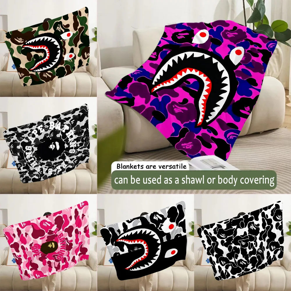 Fashion Brand Label Head Printed Blanket Picnic Blankets Warm Soft and Comfortable Home Travel Birthday B-BApeS