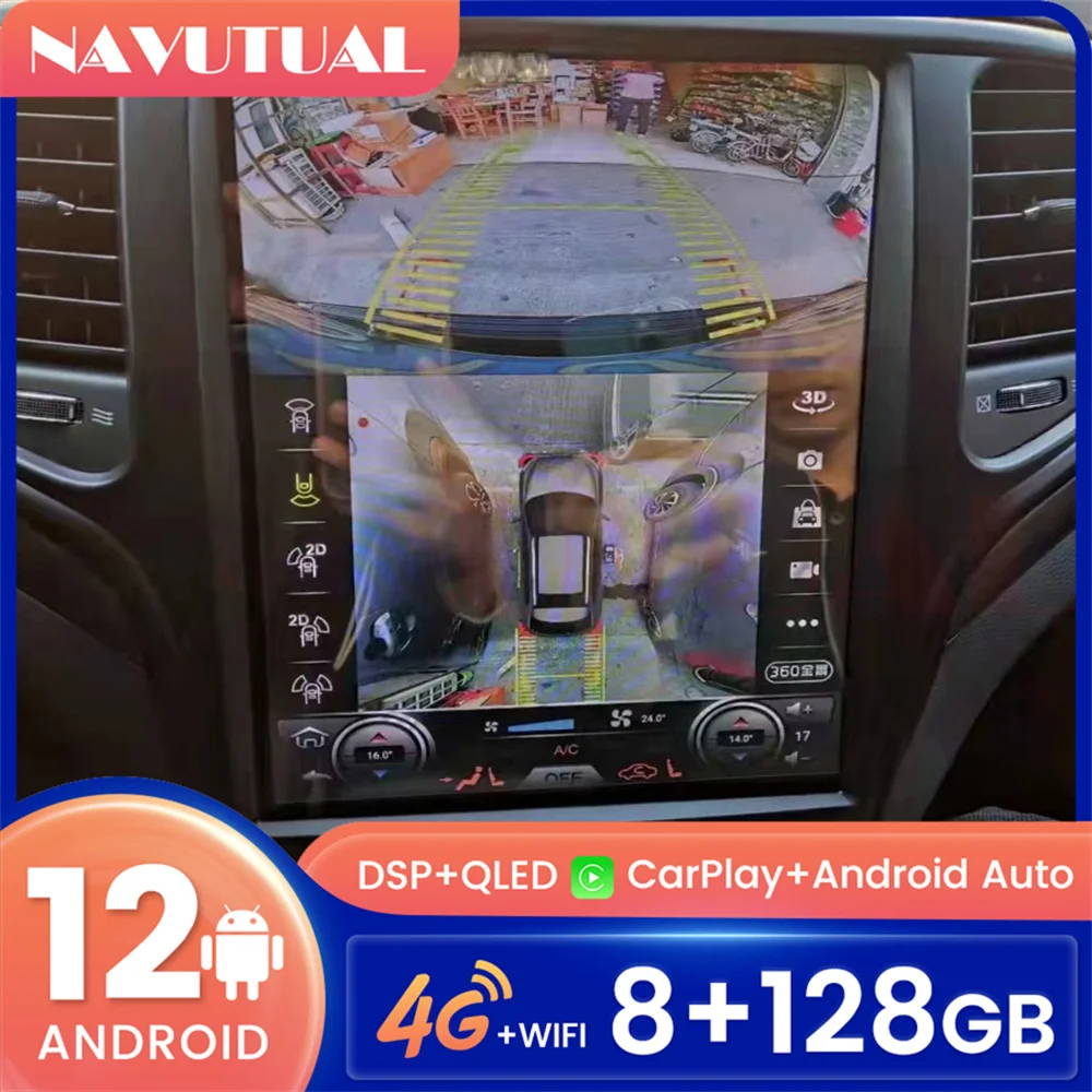 

12.8" Android 12 Car Video Player Radio For Jeep Grand Cherokee 2014 2015 2016 Tesla Screen Car Stereo GPS Navigator Multimedia