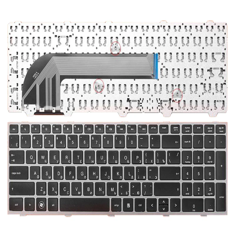 

Ru /Russia Laptop Replacement Keyboard for HP 4540S 4545S SILVER FRAME BLACK OEM 701485-211