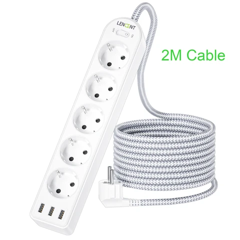 LENCENT WP09-F5-3U сетевой фильтр 5 розеток 3 USB порта