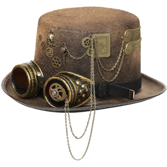  34 piezas de accesorios de disfraz steampunk para hombre,  sombrero de copa y pajarita, gafas steampunk vintage, 30 piezas de dijes  colgantes de equipo steampunk, reloj de bolsillo retro de bronce 