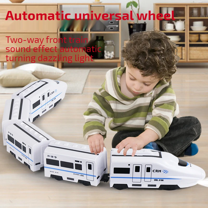 

Christmas Gift Children's Electric Toy Train Sound, Light and Music Universal Driving Simulation Harmony EMU High-speed Rail