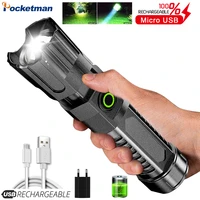 powerful flashlight rechargeable 3 switch modes flashlights waterproof zoomable torch for camping hiking hunting emergency lamp
