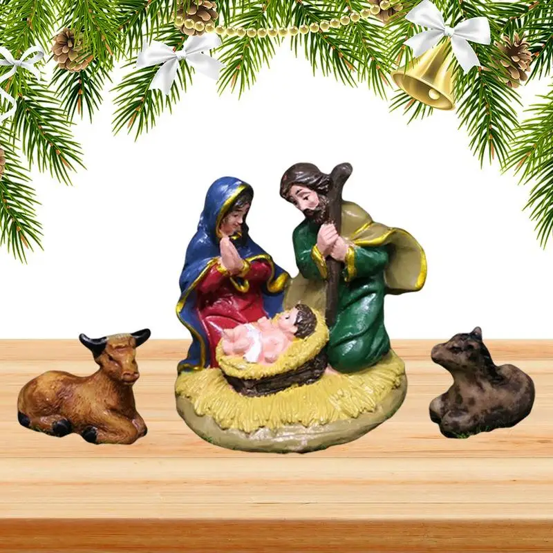 

The Birth Of Jesus Manger Set Catholic Holy Father &Mother Figurines Easter Nativity Scene Statue Table Ornament Home Decor 2023