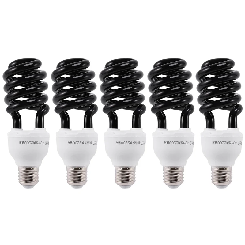 

5X E27 40W UV Ultraviolet Fluorescent Blacklight CFL Light Bulb Lamp 220V Shape:Spiral Wattage Voltage:40W 220V