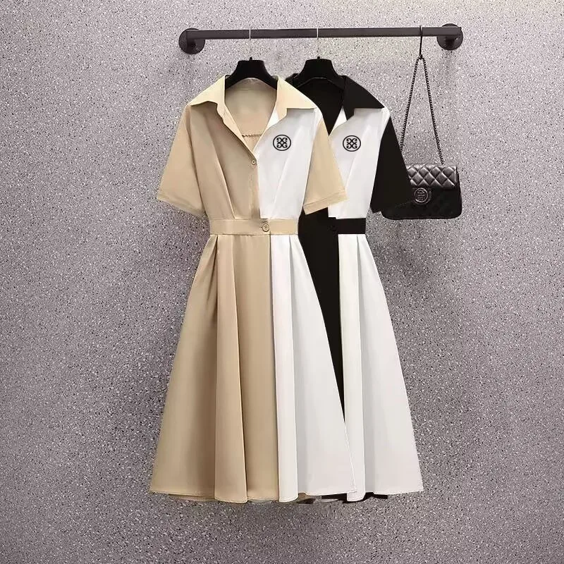 2023 Golf Embroidery New Fashion Shirt Skirt Women's Summer Golf Clothing Women's Patchwork Dress