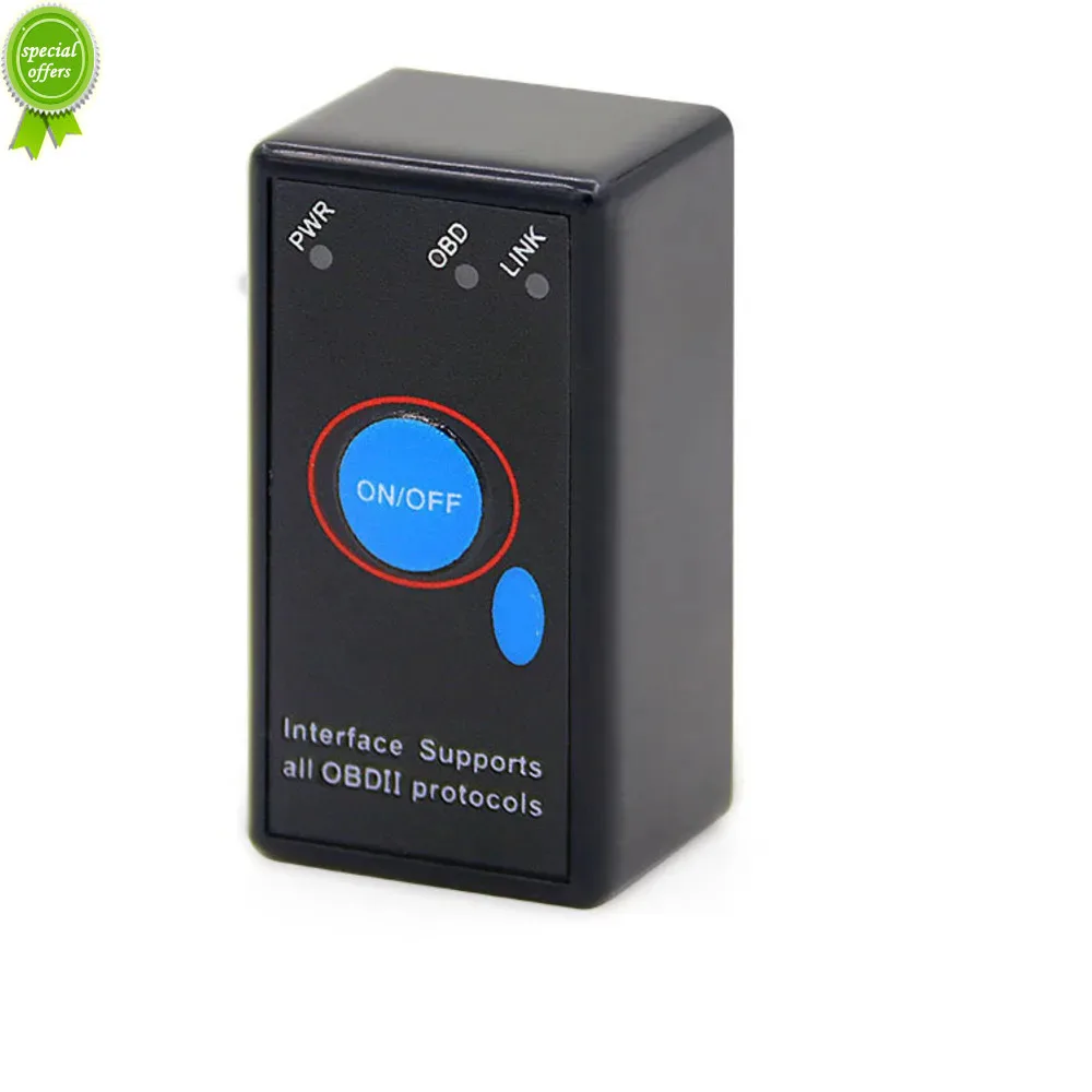 Считыватель кодов ELM327 V1.5 OBD2, Bluetooth-совместимый переключатель питания J1850 ВКЛ./ВЫКЛ. 12 В OBDII ELM 327, диагностический инструмент