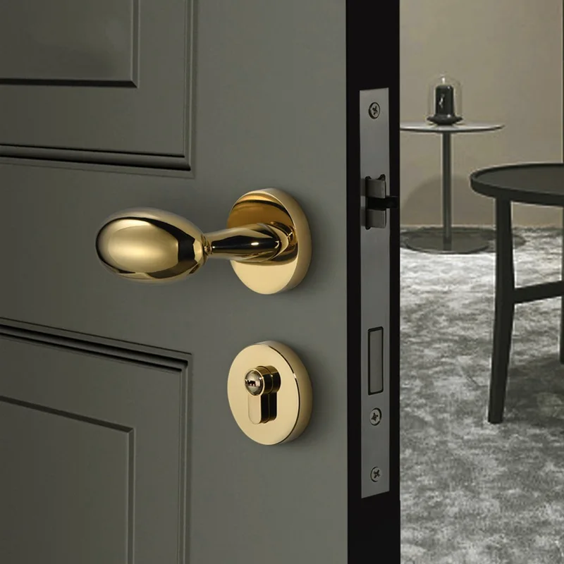 

Golden bedroom door lock, household universal magnetic suction silent room door handle, indoor door lock, split lock
