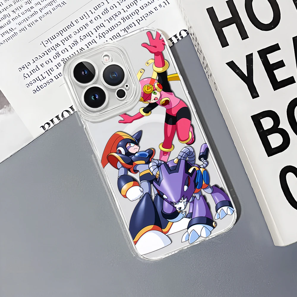 Game For iPhone 11 12 13 14 15 16 Pro Max Plus Magsafe Magnetic Transparent Protector Wireless Charge Phone Case M-Mega M-Man