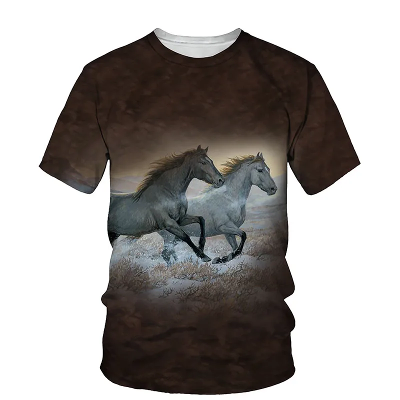 

Summer casual 3D printed cool horse design T-shirt Animal design T-shirt Casual street wear man T-shirt