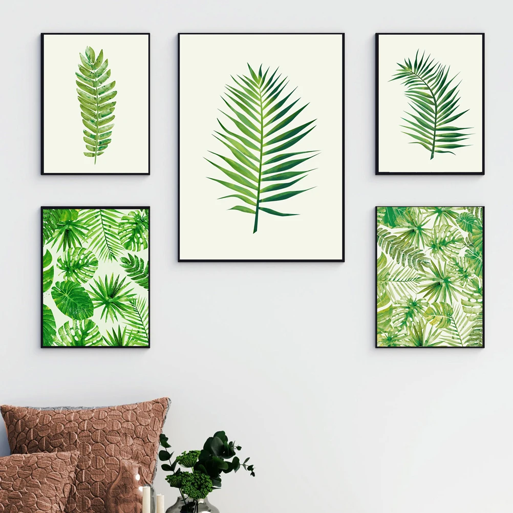 

Tropical Nordic Posters and Prints Wall Pictures for Living Room Decor Gold Palm Leaf Plant Painting on Canvas Botanical