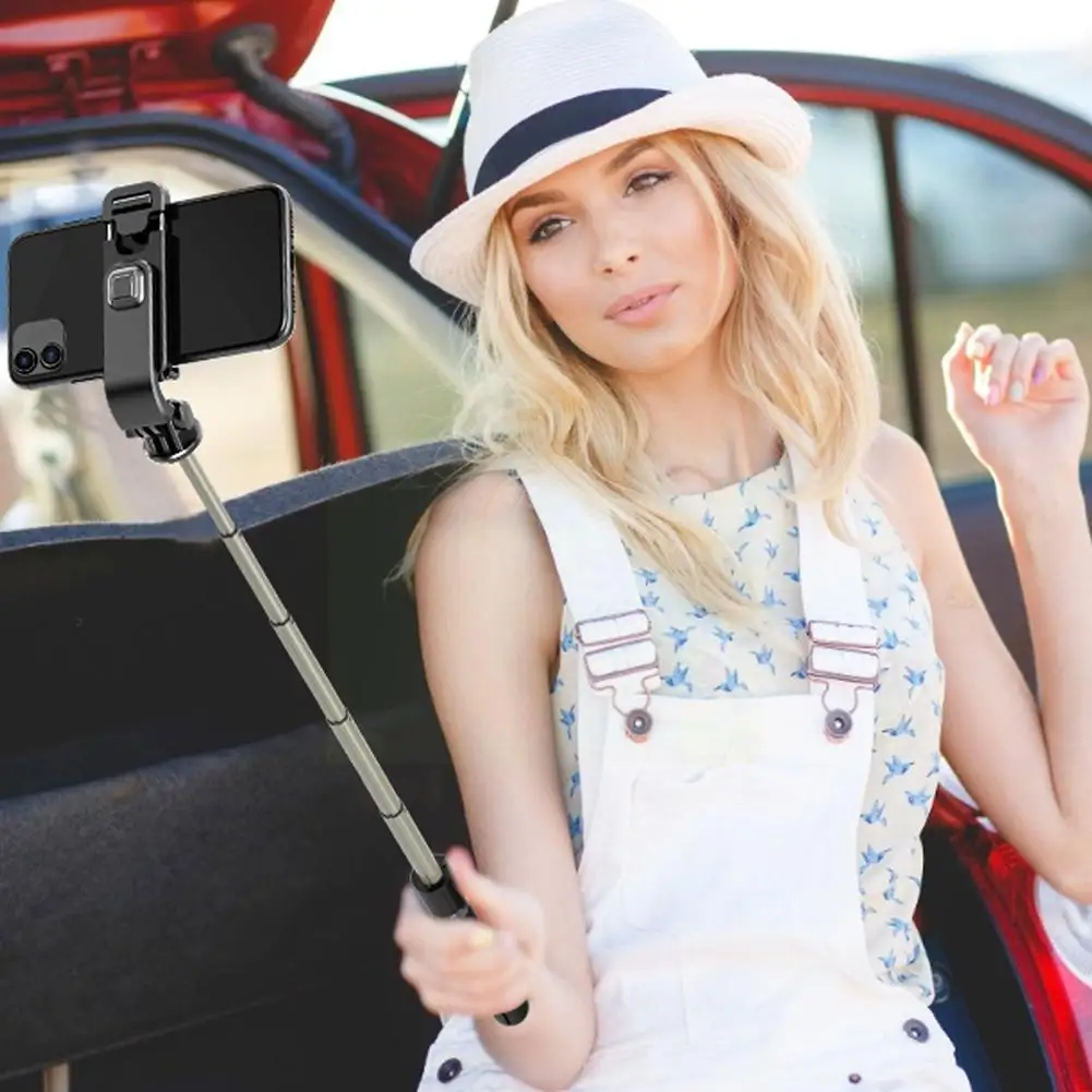 

Wireless Bluetooth Selfie Stick With Mini Foldable Tripod Selfie Stick With Remote Control For IPhone Action Camera Phone W3Q7