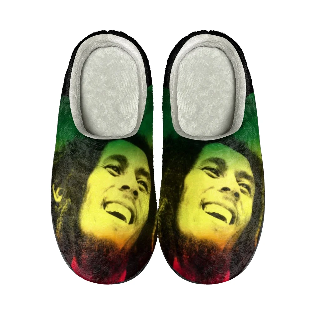 

Bob Marley Reggae Rasta Singer Home Cotton Custom Slippers Mens Womens Sandals Plush Casual Keep Warm Shoes Thermal Slipper
