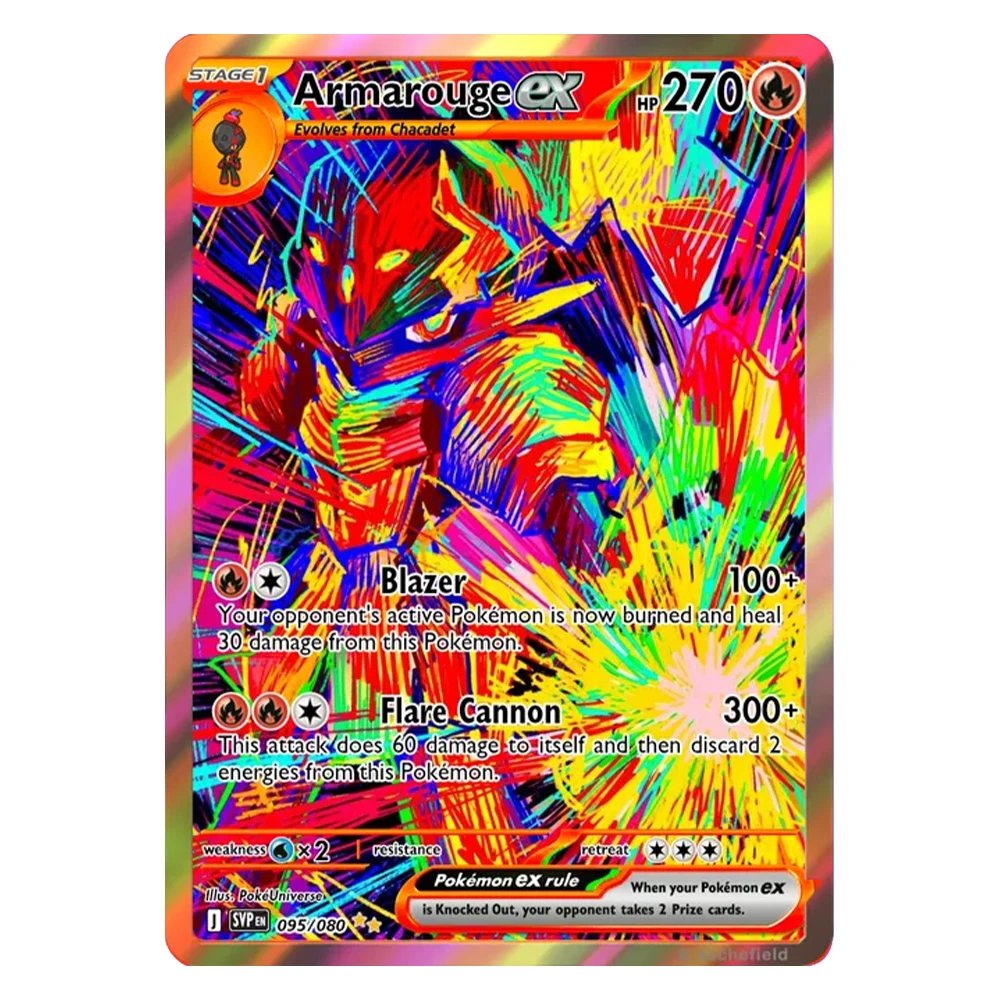 Фото Коллекционные карты PKM PTCG в стиле психоделического поп-арта: серия Custom Relic Hunters TCG, голографические, аниме-тематика, игровые, реалистичные карты №4