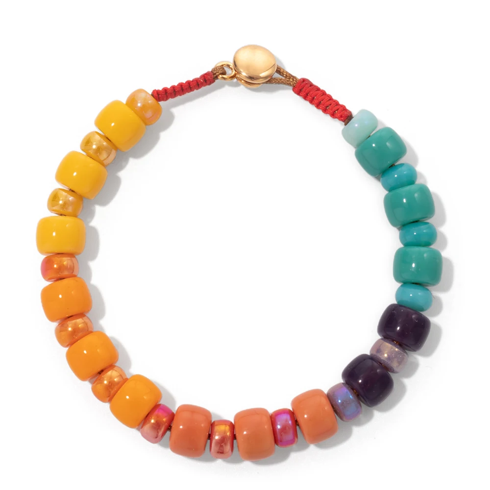 

Летние ювелирные изделия Miyouke нового дизайна, цветные стеклянные бусины, веревочный браслет, браслет из хрустальных бусин