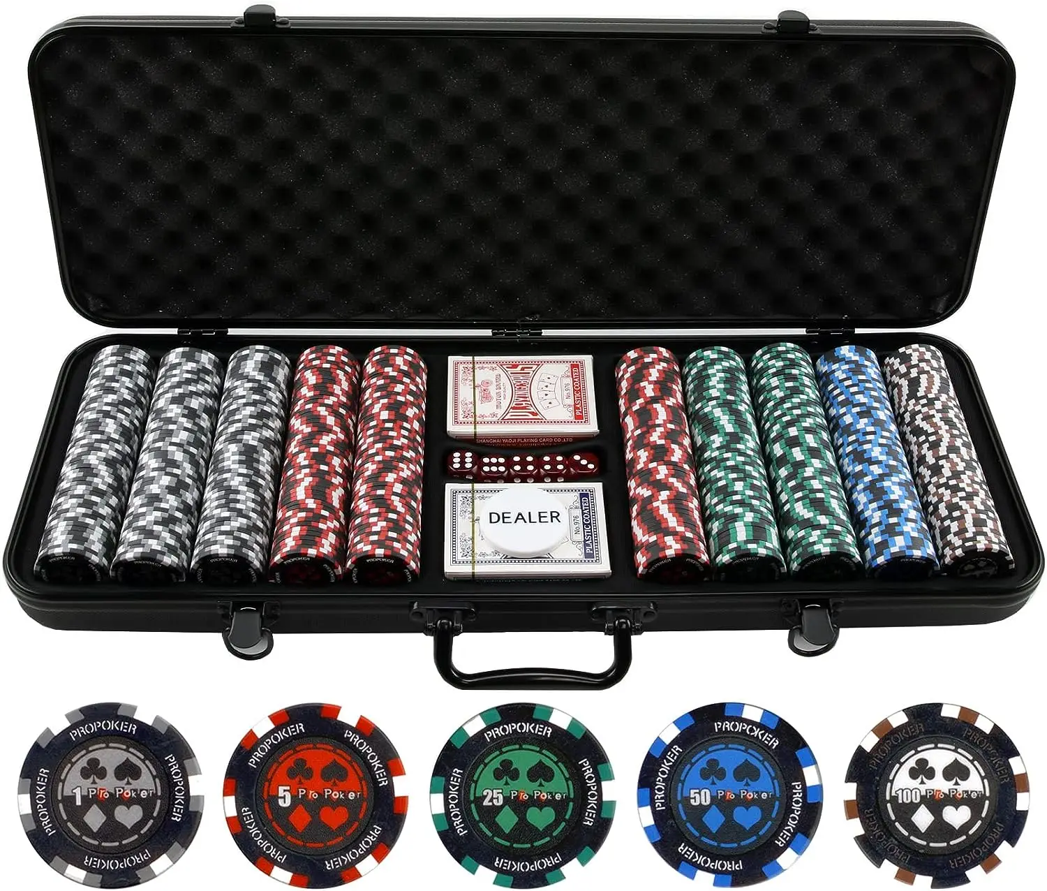 

Games 500 13.5g Pro Poker Clay Poker Chip Set - Casino Quality Clay Poker Chips with Denomination Numbers for Texas Holdem Mahjo