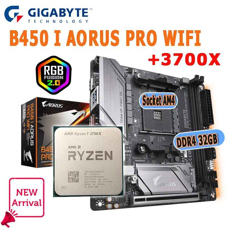 

Gigabyte Socket AM4 B450 I AORUS PRO WIFI+3700X CPU With Motherboard Combo AMD Ryzen B450 Mainboard DDR4 Mini-ITX NEW PCI-E 3. 0