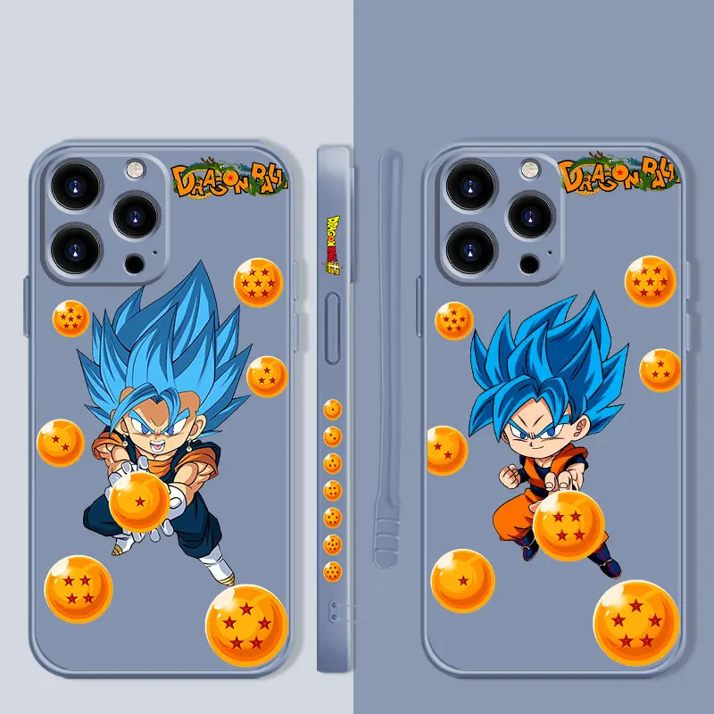 

Cute Goku Vegeta Liquid Case For iPhone 13 12 11 Pro XS Max Mini XR X 14 7 8 6 Plus SE SE2 Phone Funda Dragon Ball Cover Coque