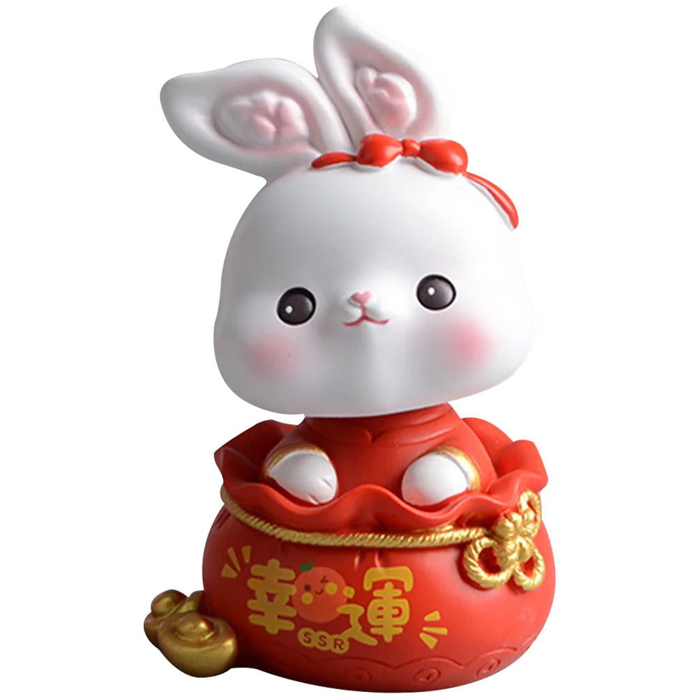 

Rabbit Bunny Figurines Resin Zodiac Decor Figurine Ornament Year Miniature Chinese Car Animal Decors Rabbits Ornaments Tiny