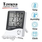 Электронный цифровой измеритель температуры и влажности Temea с ЖК-дисплеем, термометр, гигрометр для помещений и улицы, метеостанция, часы, телефон