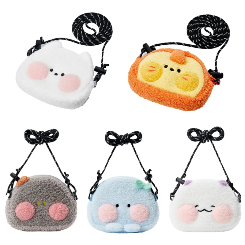 

LINE FRIENDS ROY6 minini Series Cartoon Plush Toy Messenger Bag Anime Kawaii Portable Mini Plush Coin Purse Fans Gift