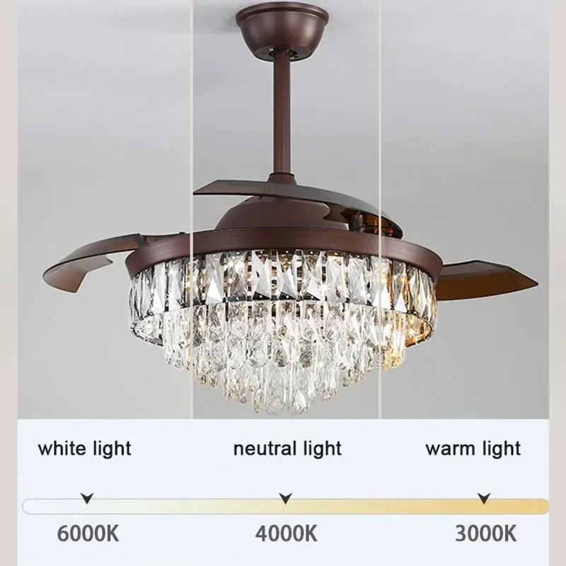 42-дюймовые Хрустальные потолочные вентиляторы светильник люстры с невидимыми