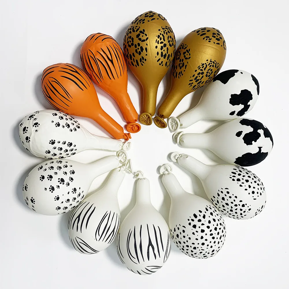 

10pcs 12inch Animal Latex Balloon Leopard Tiger Cow Zebra Paw Print Ballon Forest Jungle Birthday Party Helium Inflatable Globos