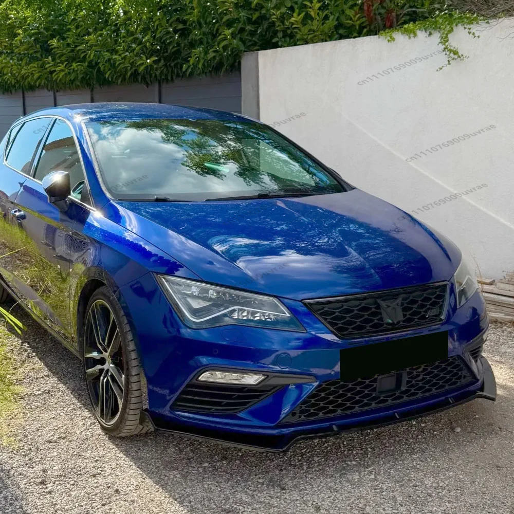 Фото Для Seat Leon MK3 MK3.5 Cupra FR Sportstourer SC 2012-2020: Передний бампер, сплиттер, накладка-спойлер, диффузор, защита, тюнинг, глянцевый черный цвет №2