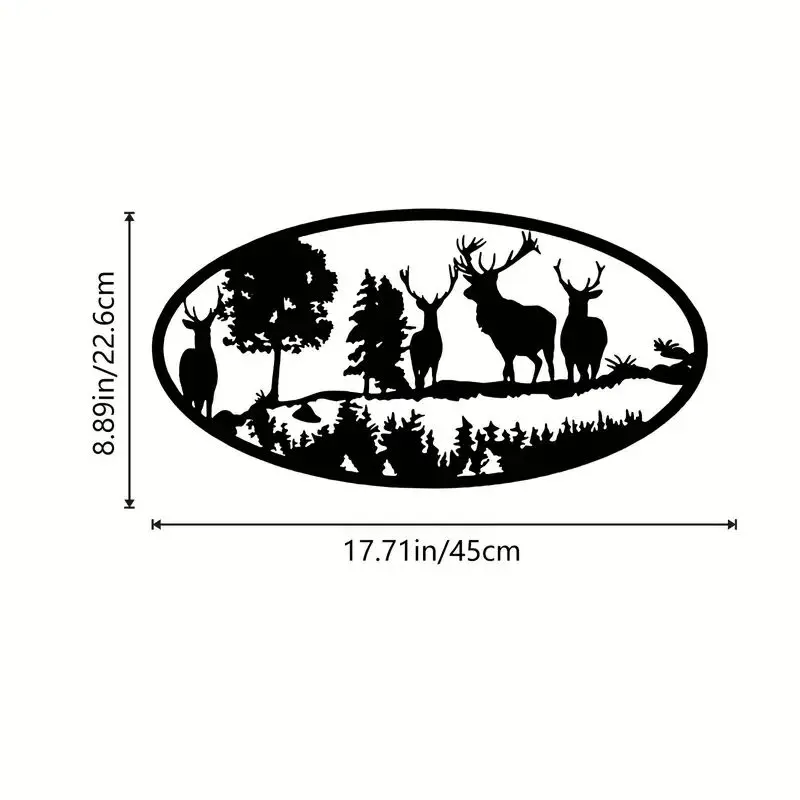 

1pc Rustic Metal Deer Wall Art for Bedroom, Home, and Cabin Decor - Mountain Landscape Sculpture with Woodland Theme - Perfect f