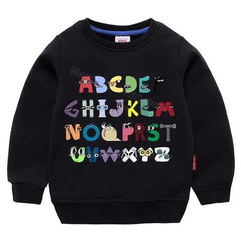 Свитшот с буквенным принтом алфавита для детей, милая одежда Аниме, осенне-зимние топы для мальчиков и девочек, модные джемперы