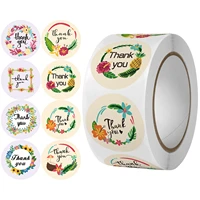 1inch 500pcs round roll packaging thank you sticker manual flower decoration label holiday packaging kawaii stickers