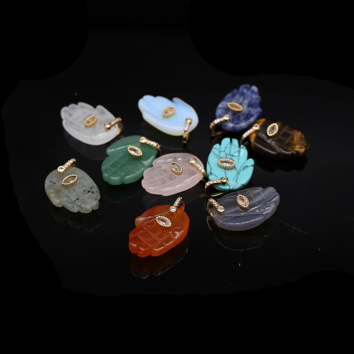 Натуральный камень опал содалит синий бирюзовый Будда в форме руки Рейки