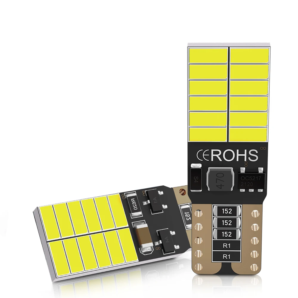 2 шт., автомобильные клиновидные светодиодные лампы T10 W5W 4014 24SMD, 6000 К