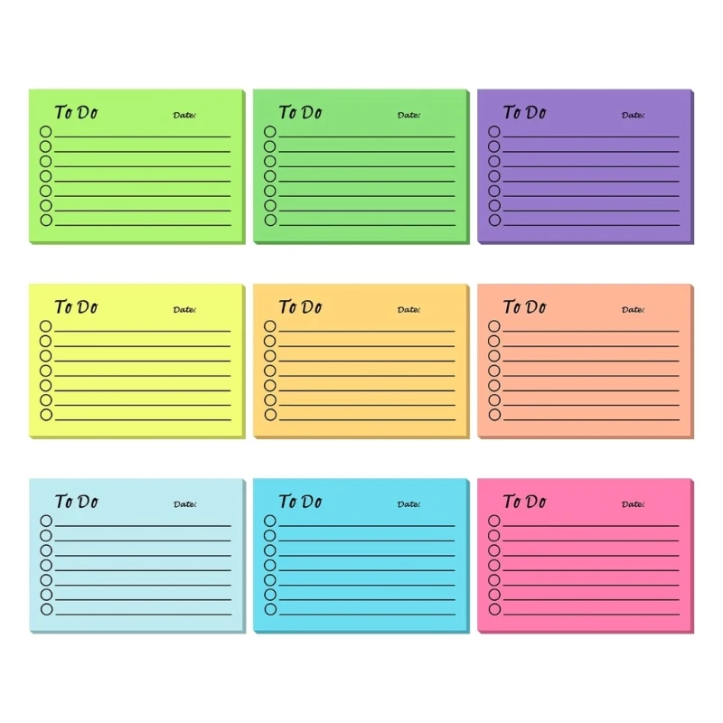 

9Pcs Colored Sticky Notes Wide Lined Sticky Notes Pads 4x6inch Pocket Memo Pad Self-ashesive Note Papers 50 Sheets/Pad