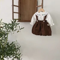 fashion baby girl clothes set new girls solid shirts strap pants 2pcs suit cute infant kids overalls outfits baby casual set