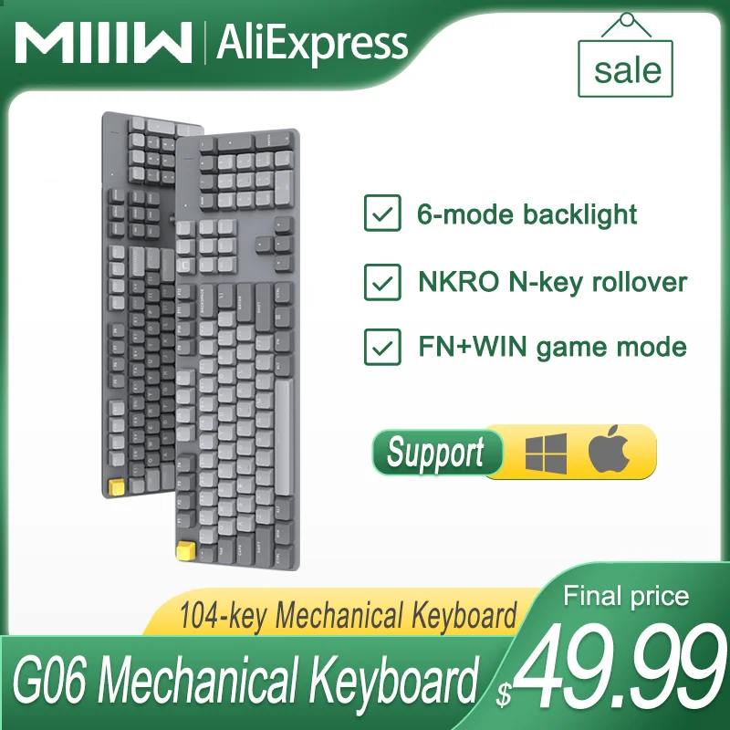 

MIIIW Mechanical Keyboard G06 104 Key NKRO N-key rollover Office and gaming keyboard accessories