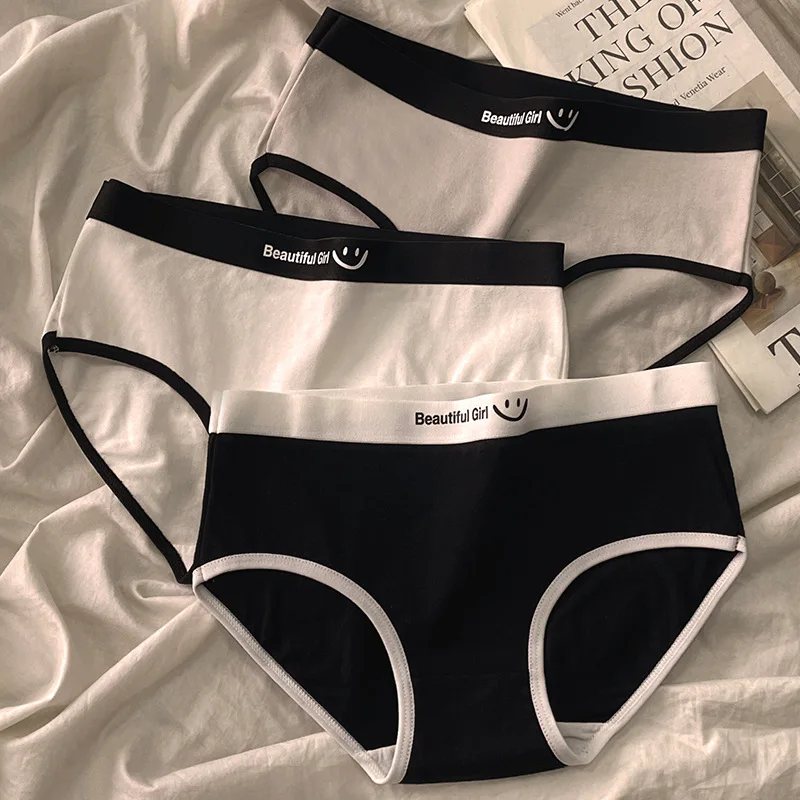 

Женское хлопковое дышащее нижнее белье, бесшовные трусы с надписью Однотонные трусы, удобные трусы для девушек, нижнее белье со средней талией